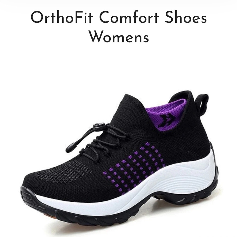 Orthofit Comfort Sneakers women’s size 8 Black and Purple Athletic Shoes